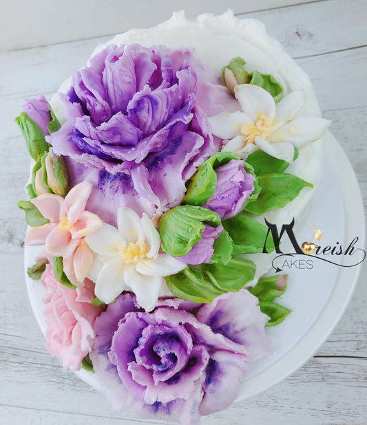 Sculpture Palette Knife Buttercream Flowers Cake