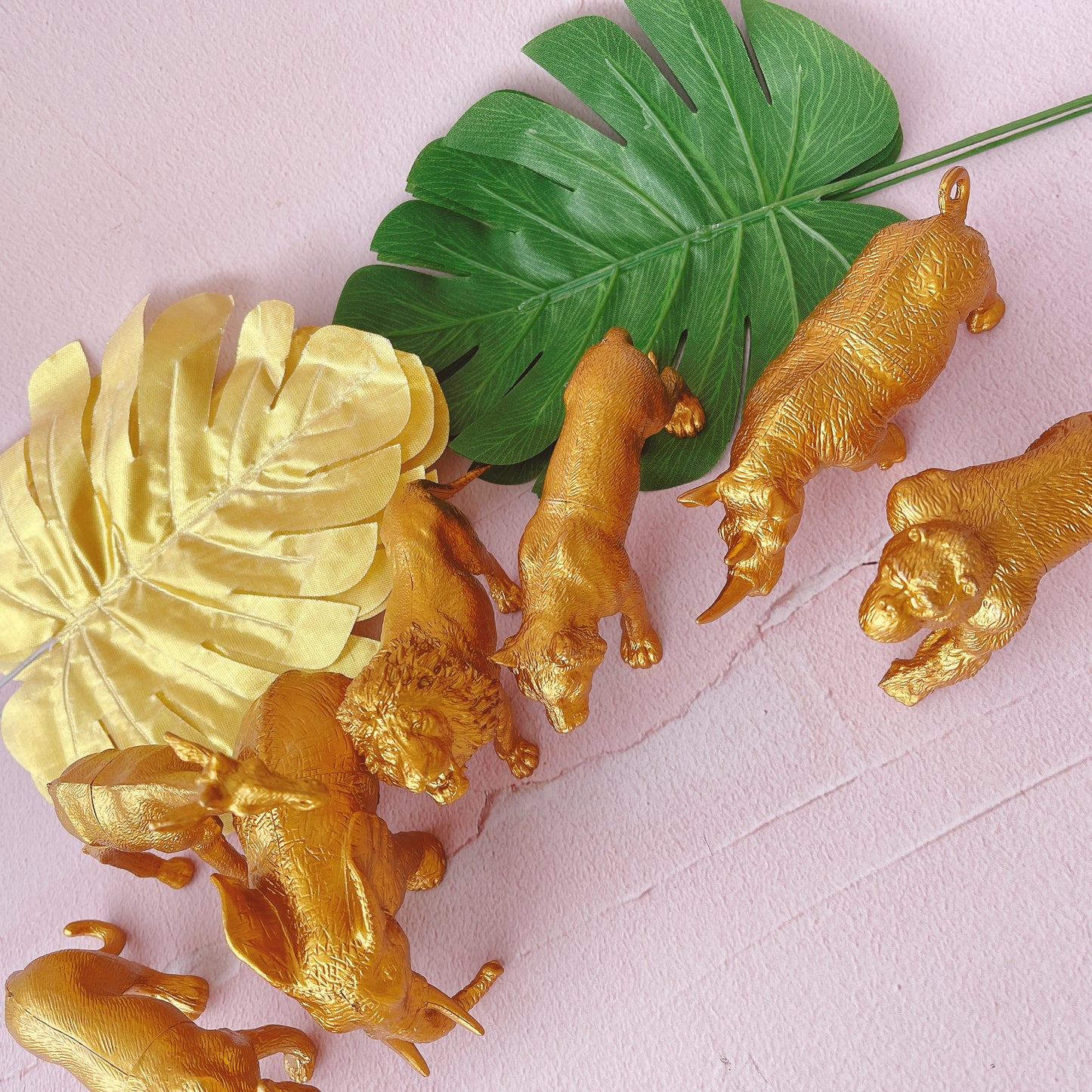 Gold Jungle Cake Topper Decorations Set - 12 Pieces