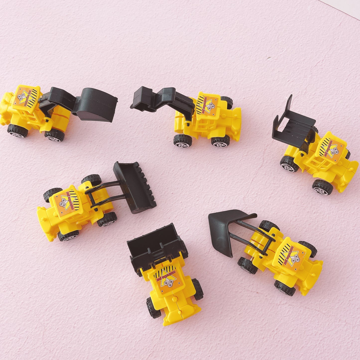 Mini Diggers Construction Site Cake Topper Decorations Set - 6 Pieces
