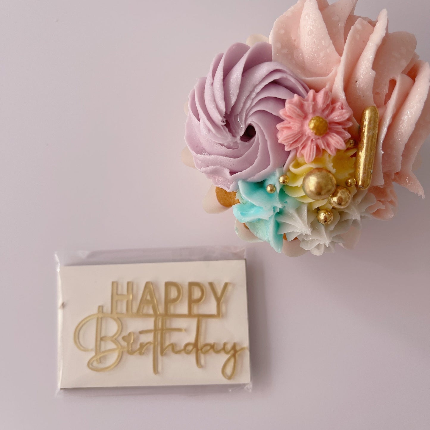 Happy Birthday Acrylic Cupcake or Bento Topper - Various Colours