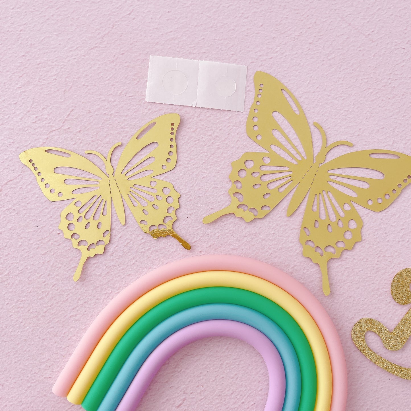 Oh Baby Rainbow, Butterlfies and Cake Ball Cake Topper Decorations Set - Pastels - 29 Pieces