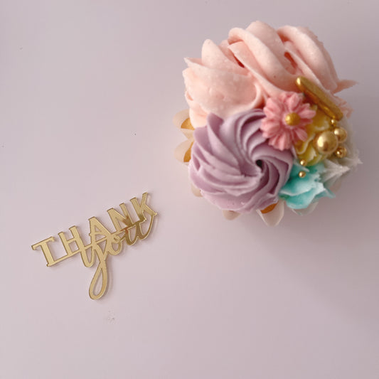 Gold Acrylic Cupcake Thank You Topper