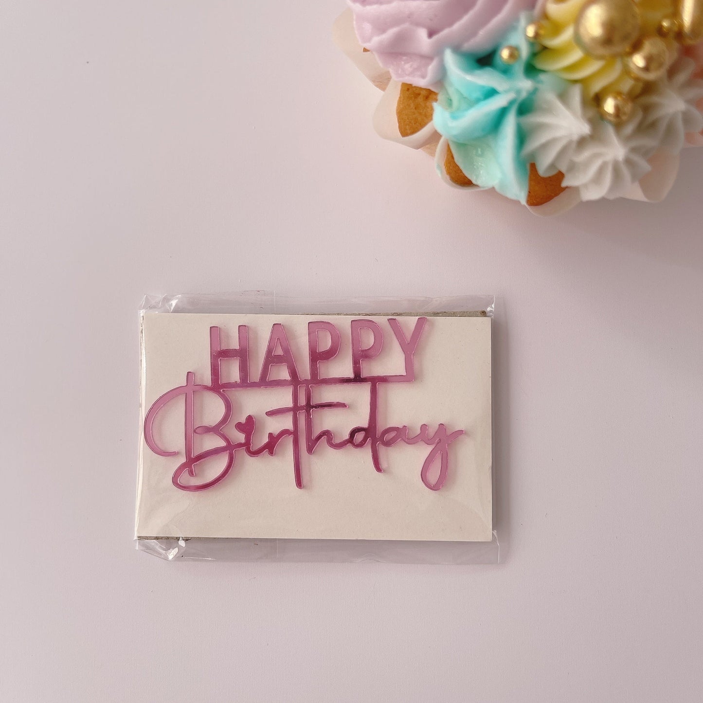 Happy Birthday Acrylic Cupcake or Bento Topper - Various Colours