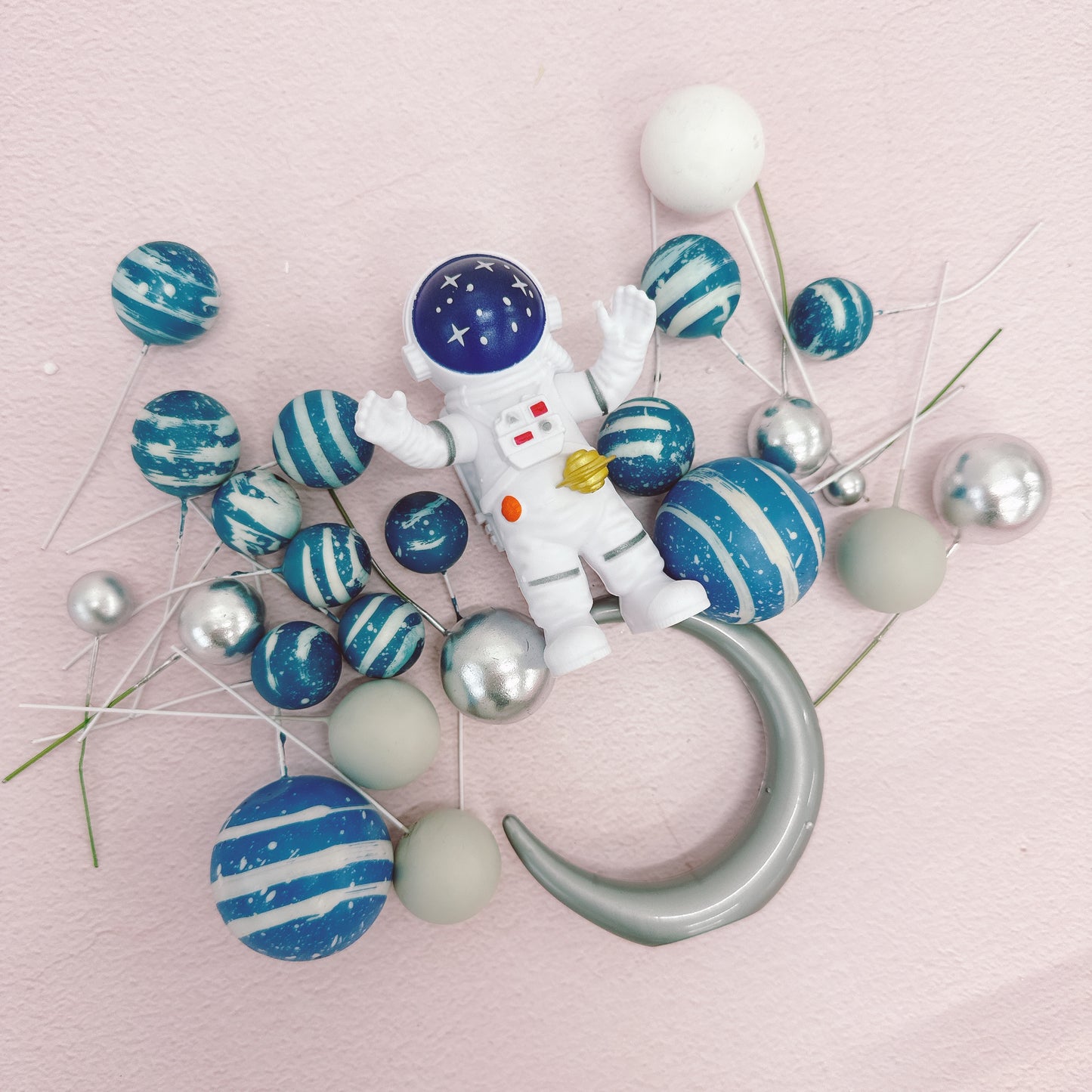 Spaceman Cake Topper Decorations Set - 25 Pieces