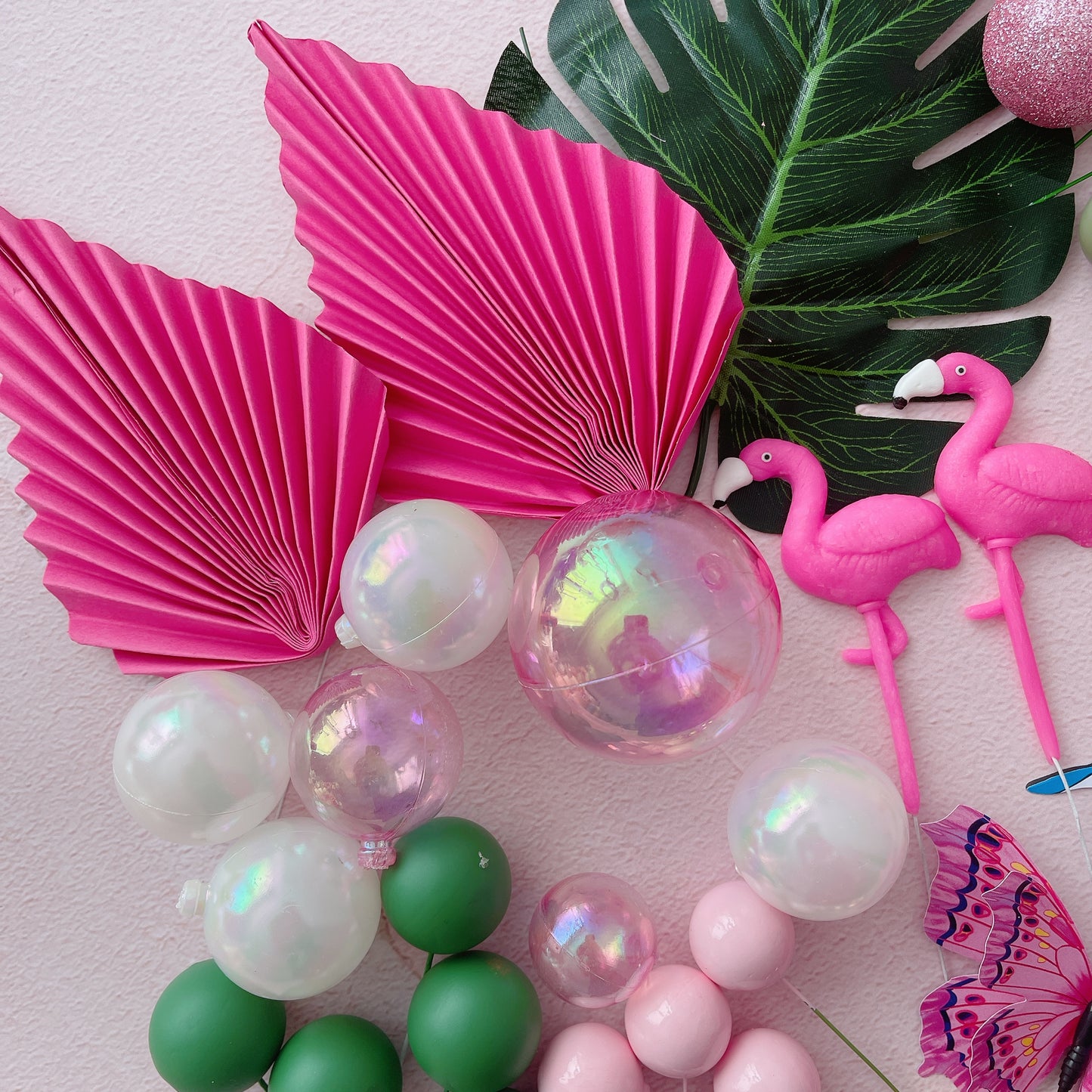 Flamingo Tropical Cake Topper Decorations Set - 41 Pieces