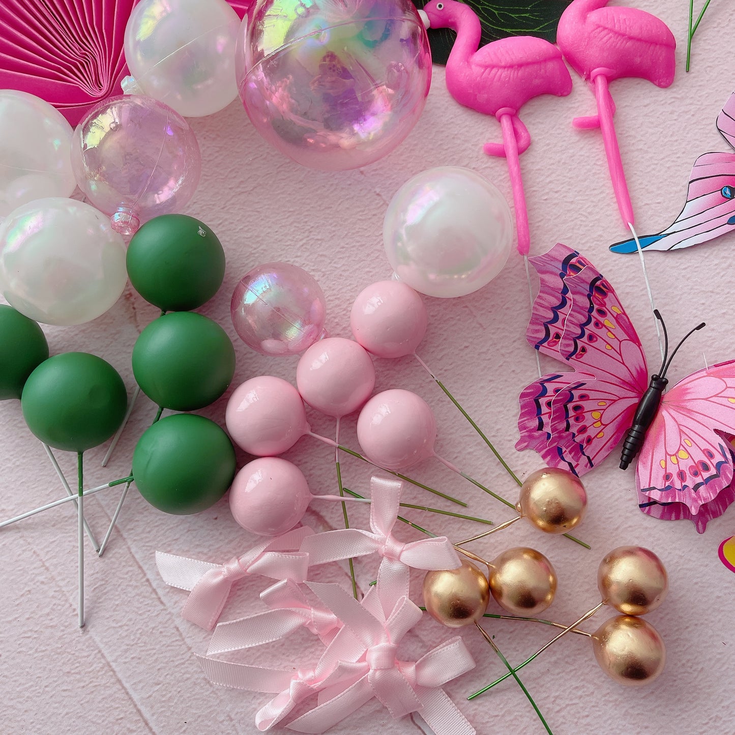 Flamingo Tropical Cake Topper Decorations Set - 41 Pieces