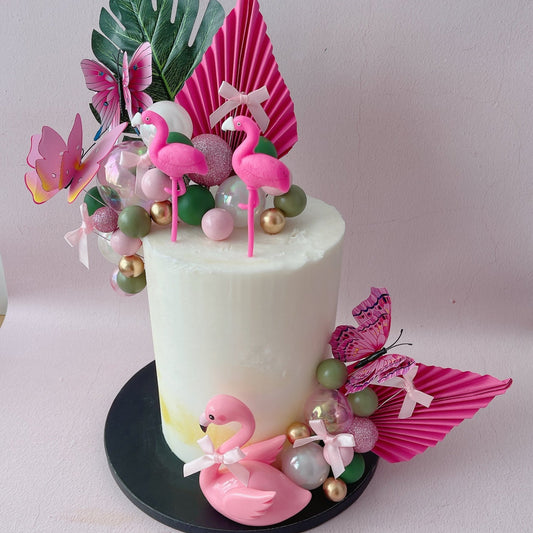 Flamingo Tropical Cake Topper Decorations Set - 41 Pieces