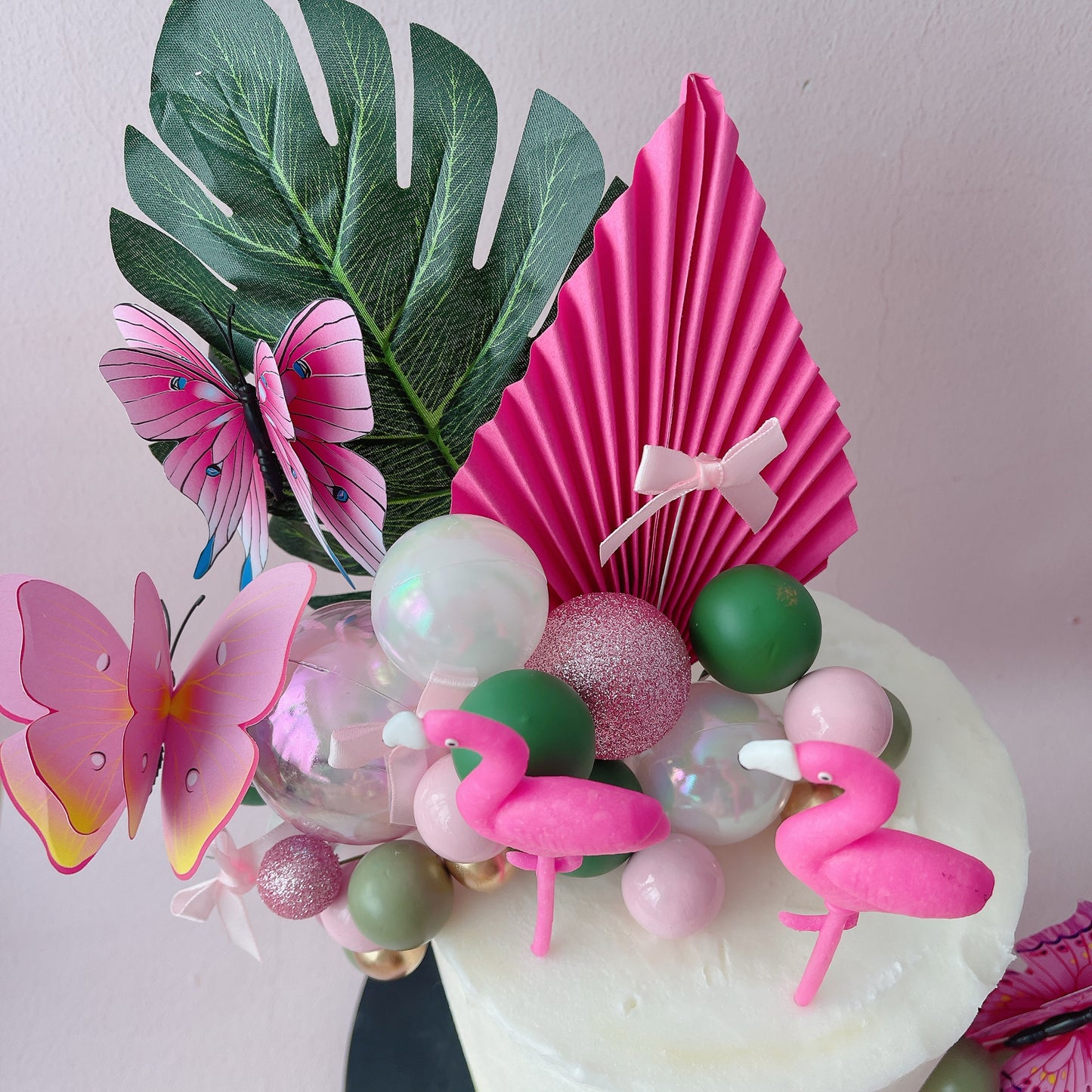 Flamingo Tropical Cake Topper Decorations Set - 41 Pieces