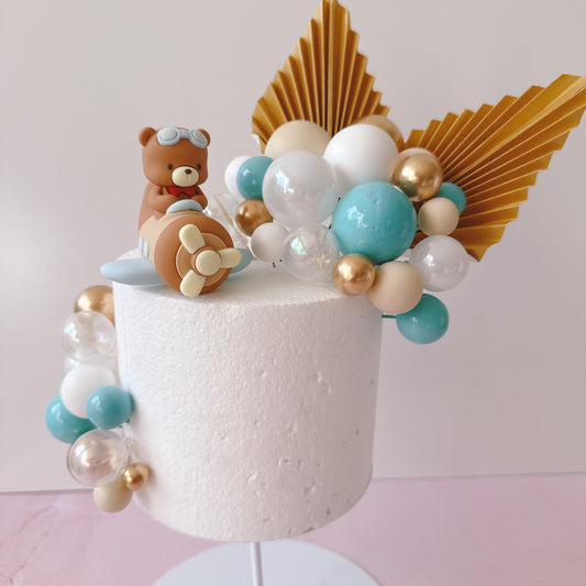 Airplane Teddy Bear Cake Topper Decorations Set - 33 Pieces