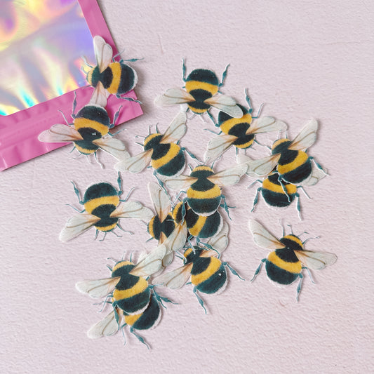 Edible Wafer Paper Bumble Bees - Precut packs of 15 - Large