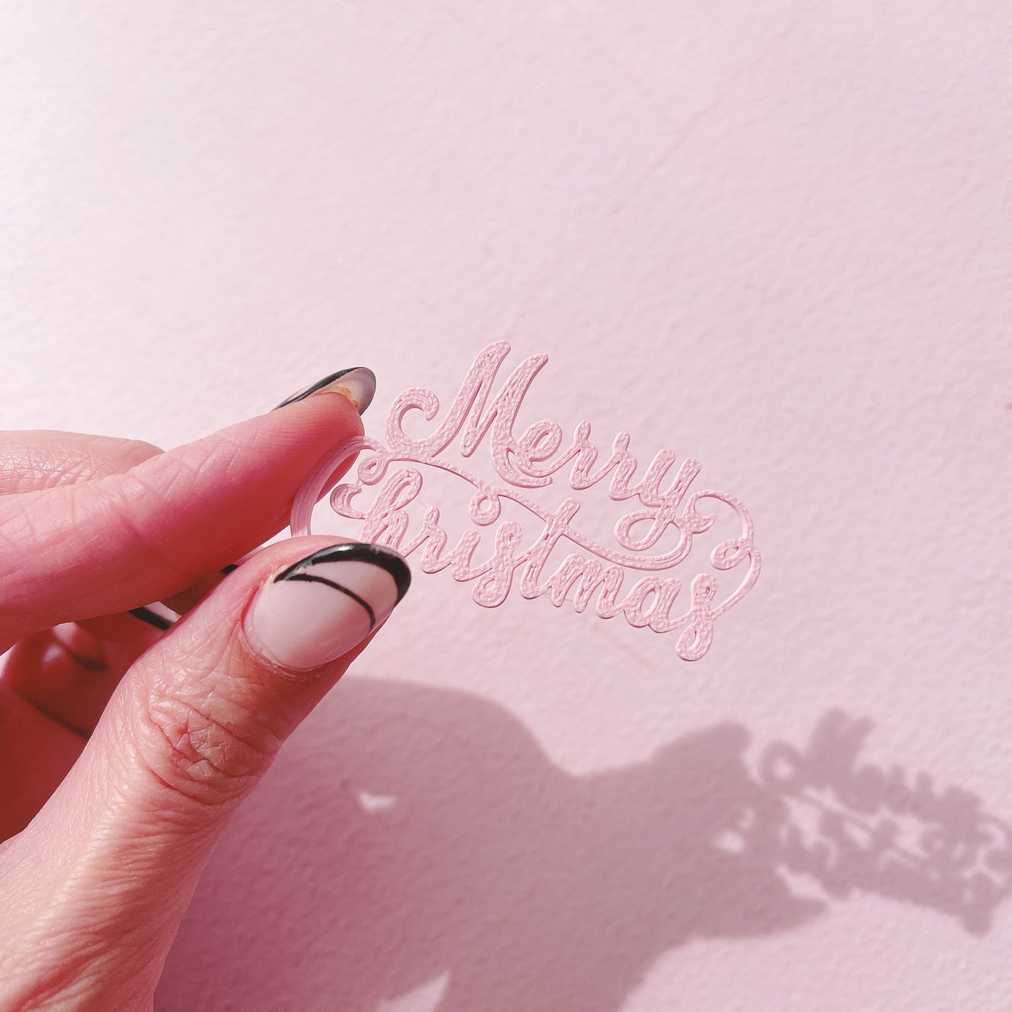 Merry Christmas Cupcake Toppers - Pastel Pink - 5.5cm - Pack of 6