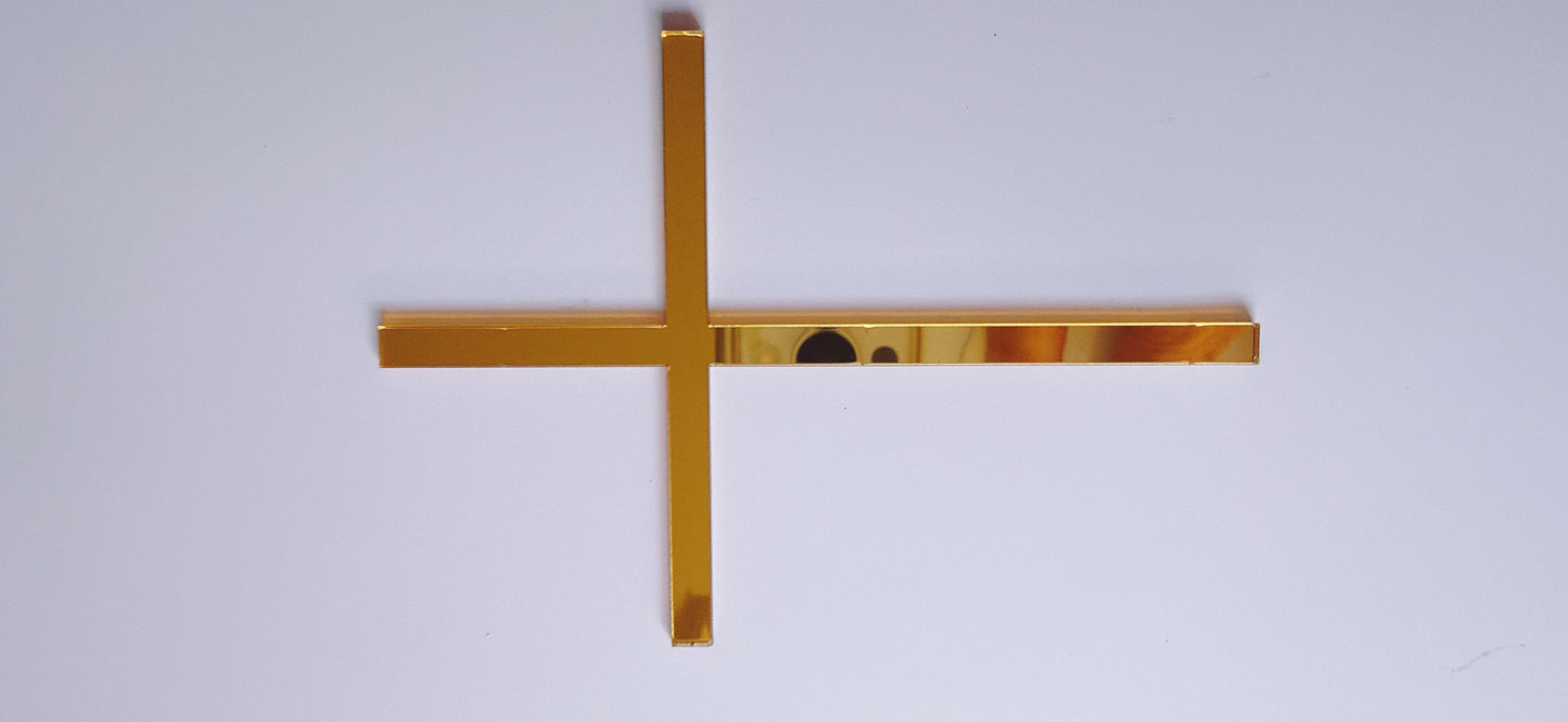 Acrylic Cross Fropper Gold Thin 7cm x 10cm