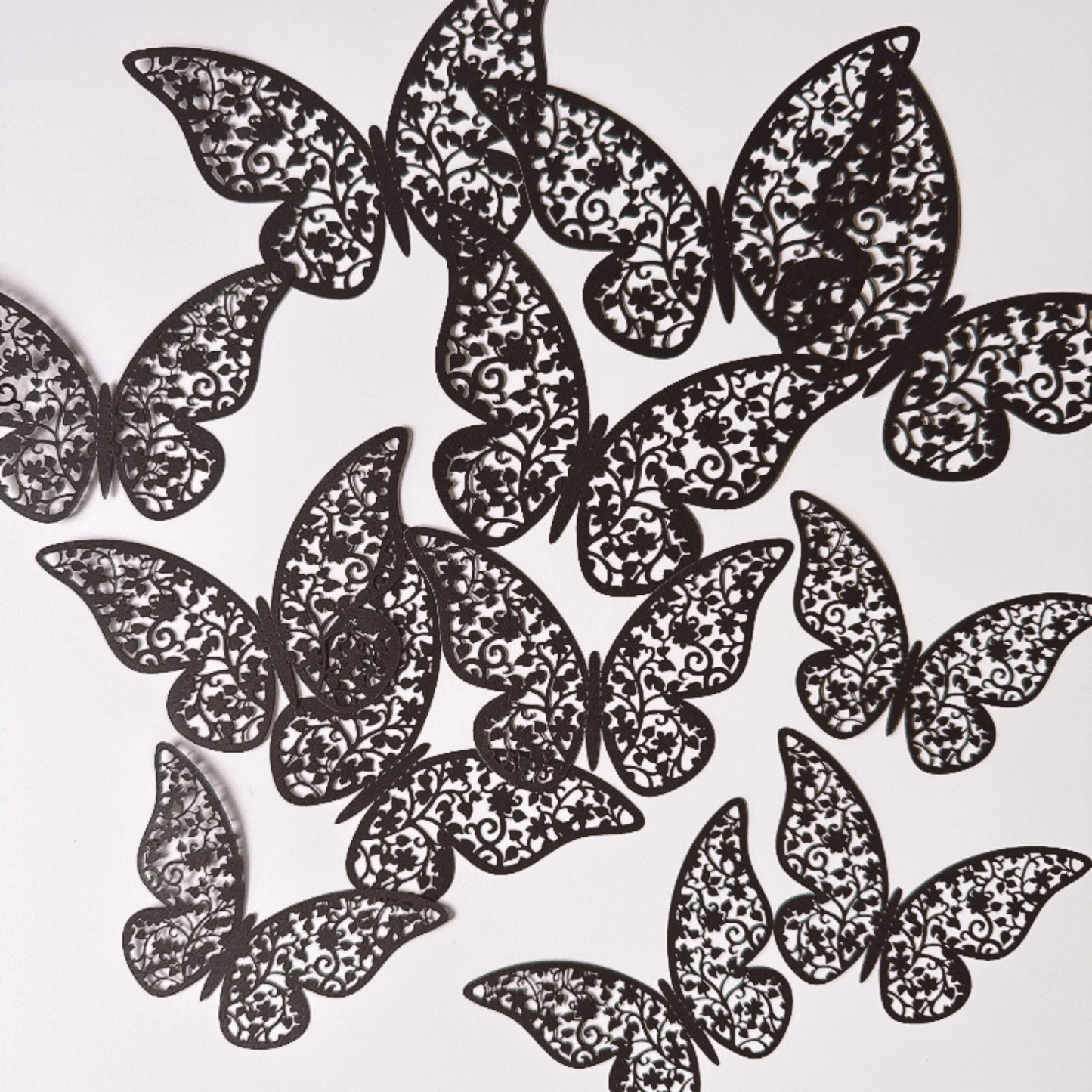 Matt Black Butterflies Card Stock. Pack of 12 - 3 sizes here pack