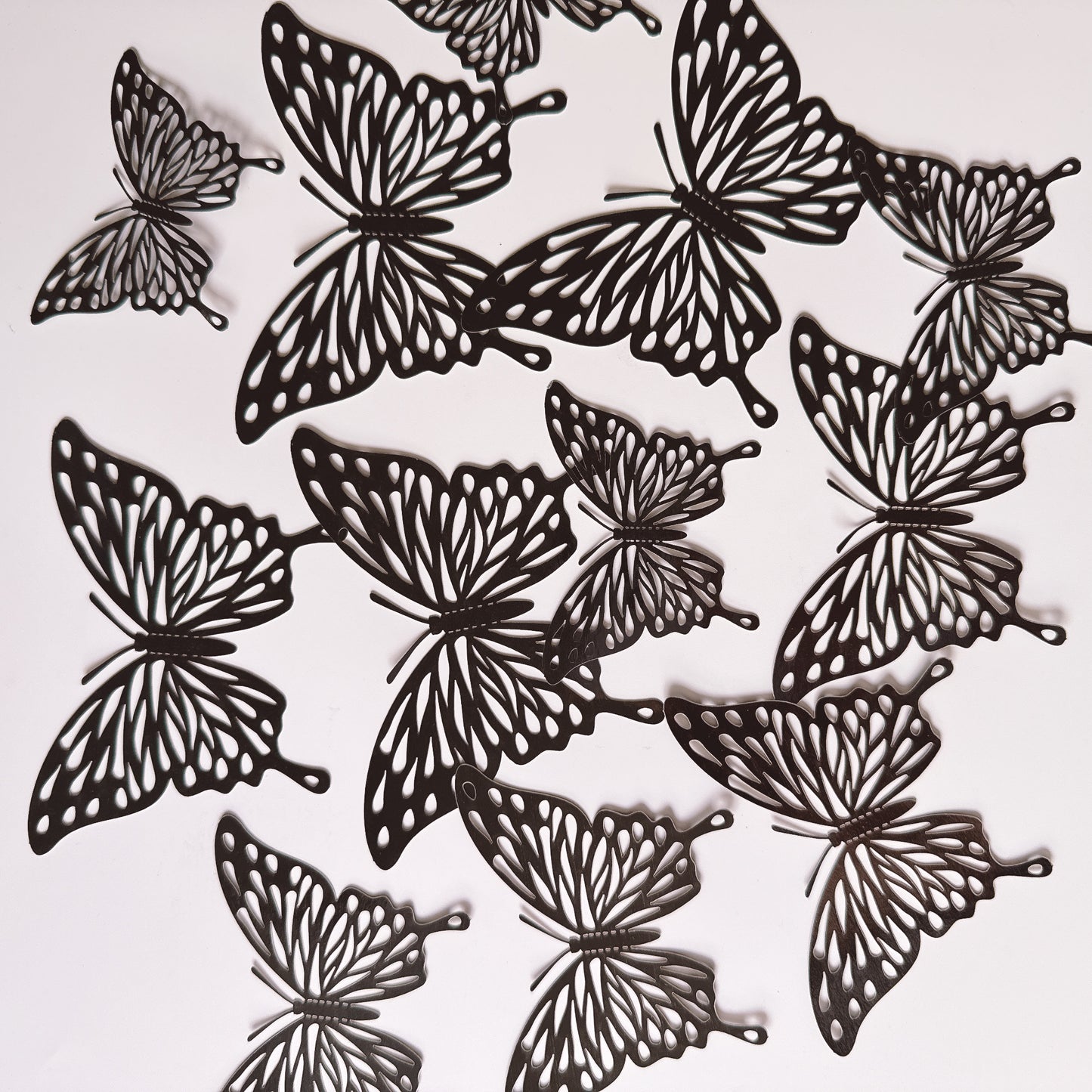 Gloss Black Butterflies Card Stock. Pack of 12 - 3 sizes here pack
