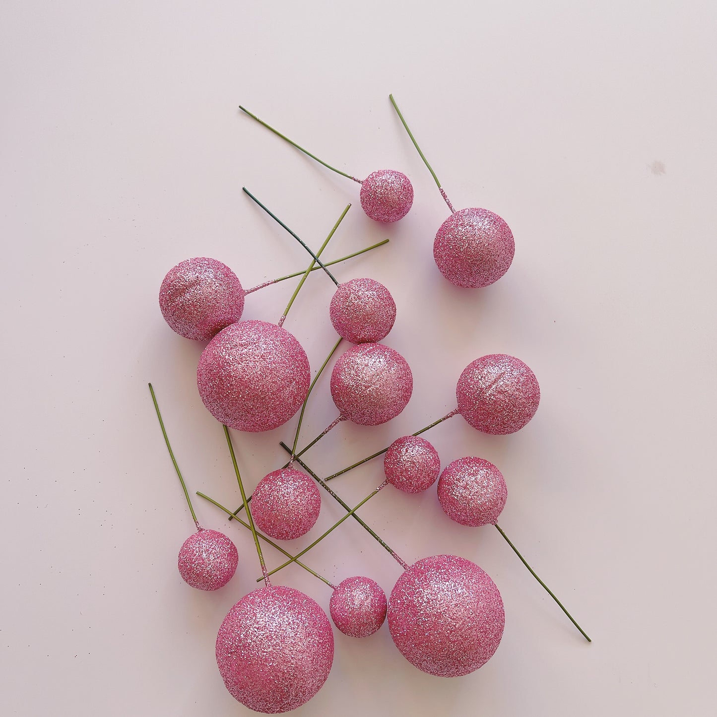 Pink Glitter Balls - Set of 15