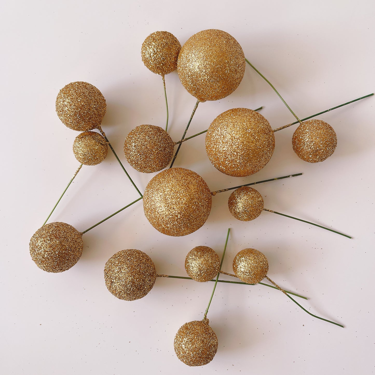 Gold Glitter Balls - Set of 15