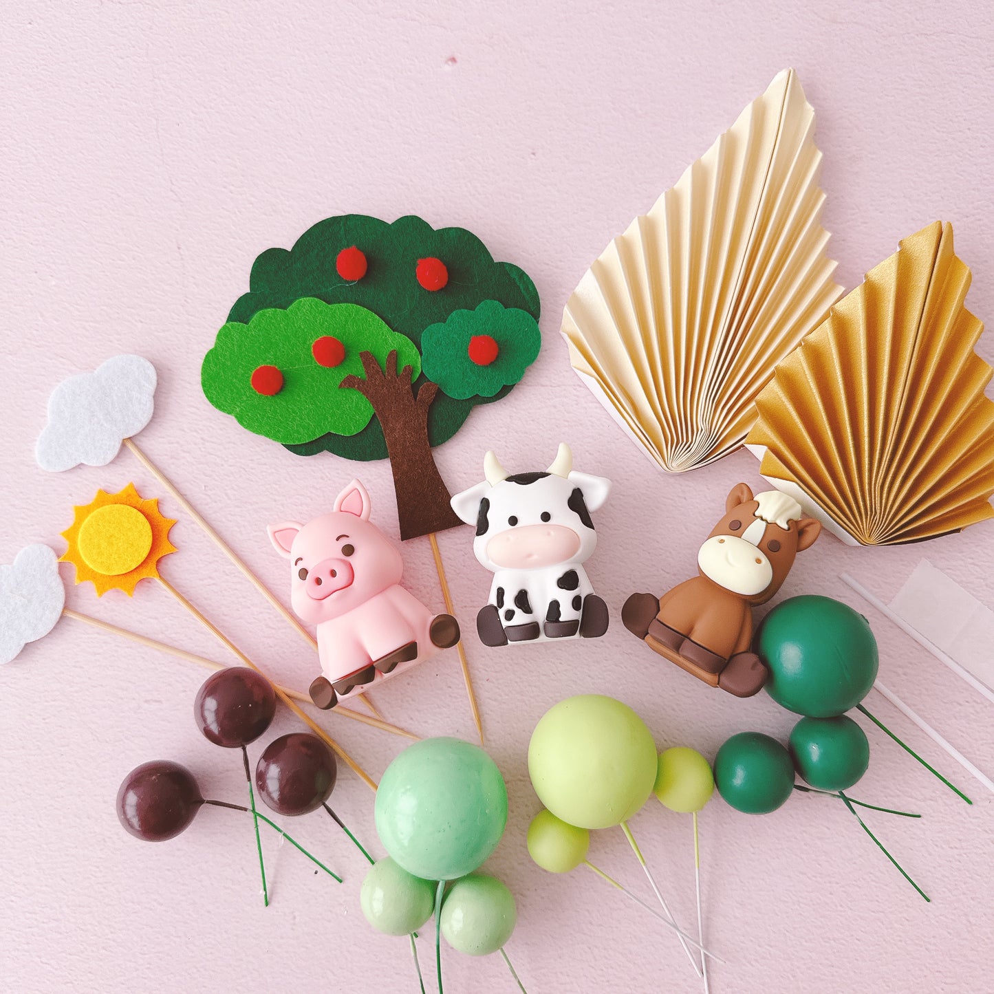 Farm Animal Cake Topper Decorations - 21 Pieces