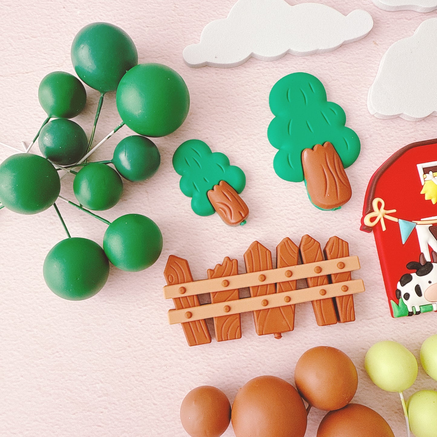 Cute Farm Animal Cake Topper Decorations - 34 Pieces
