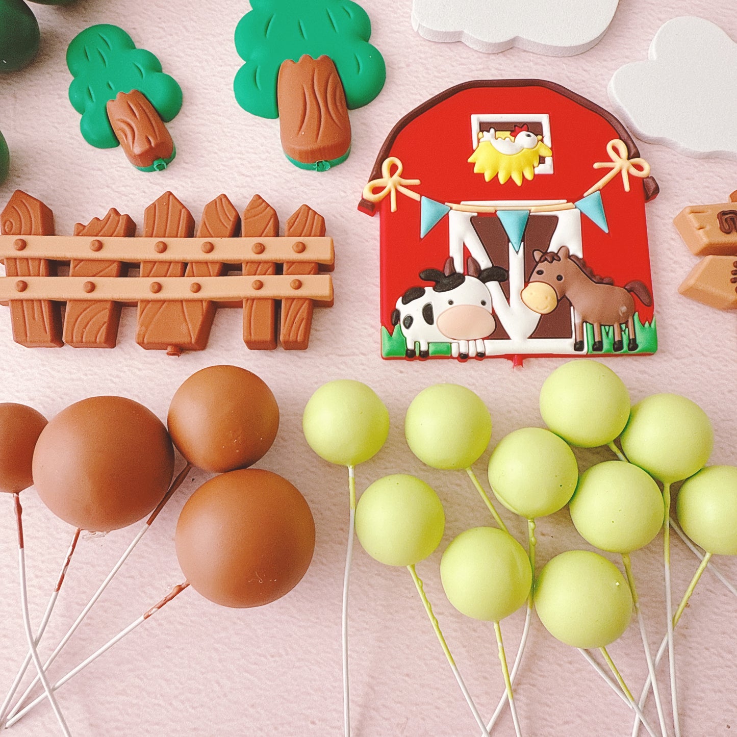 Cute Farm Animal Cake Topper Decorations - 34 Pieces