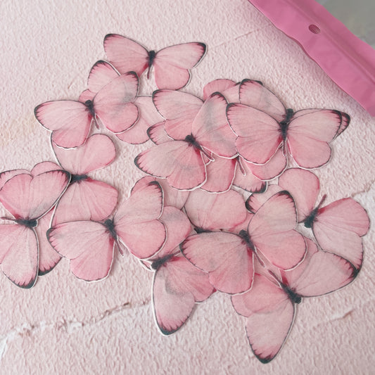 Wafer Paper Butterflies Baby Pinks - PreCut Edible Wafer Paper