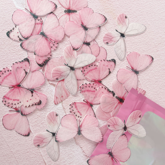 Wafer Paper Butterflies Pretty In Pink -  24 PreCut Edible