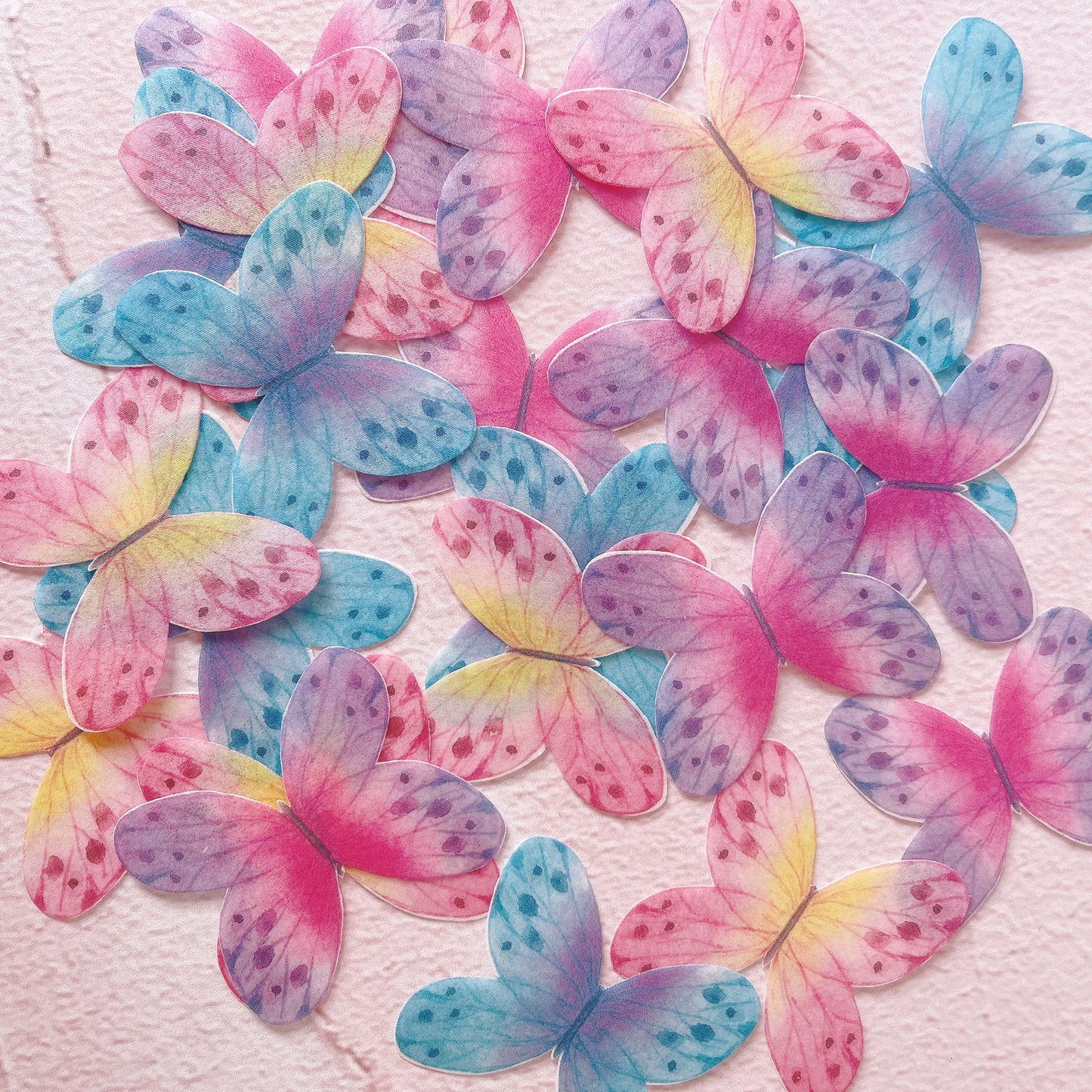 Edible Wafer Paper Butterflies Sabrina - Pinks, Yellows, Purples and Blues - 24 PreCut