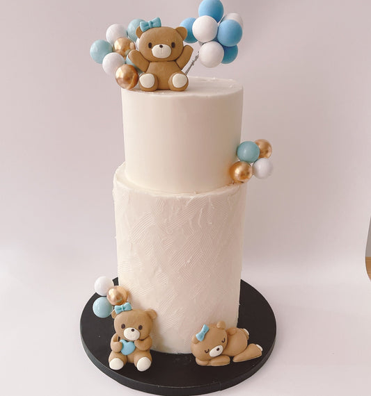 Blue Teddy Bears Cake Topper Decorations Set - 24 Pieces