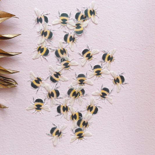 Edible Wafer Paper Bumble Bees - Precut packs of 24 - Small
