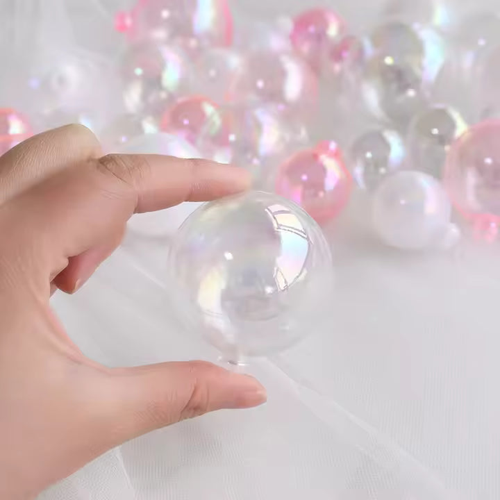 Mixed Clear, Pink and White Cake Balls - Set of 12