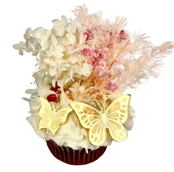 Acrylic Cupcake Topper Charms - Gold Butterflies 6pc
