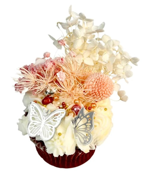 Acrylic Cupcake Topper Charms - Silver Butterflies 6pc