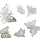 Acrylic Cupcake Topper Charms - Silver Butterflies 6pc