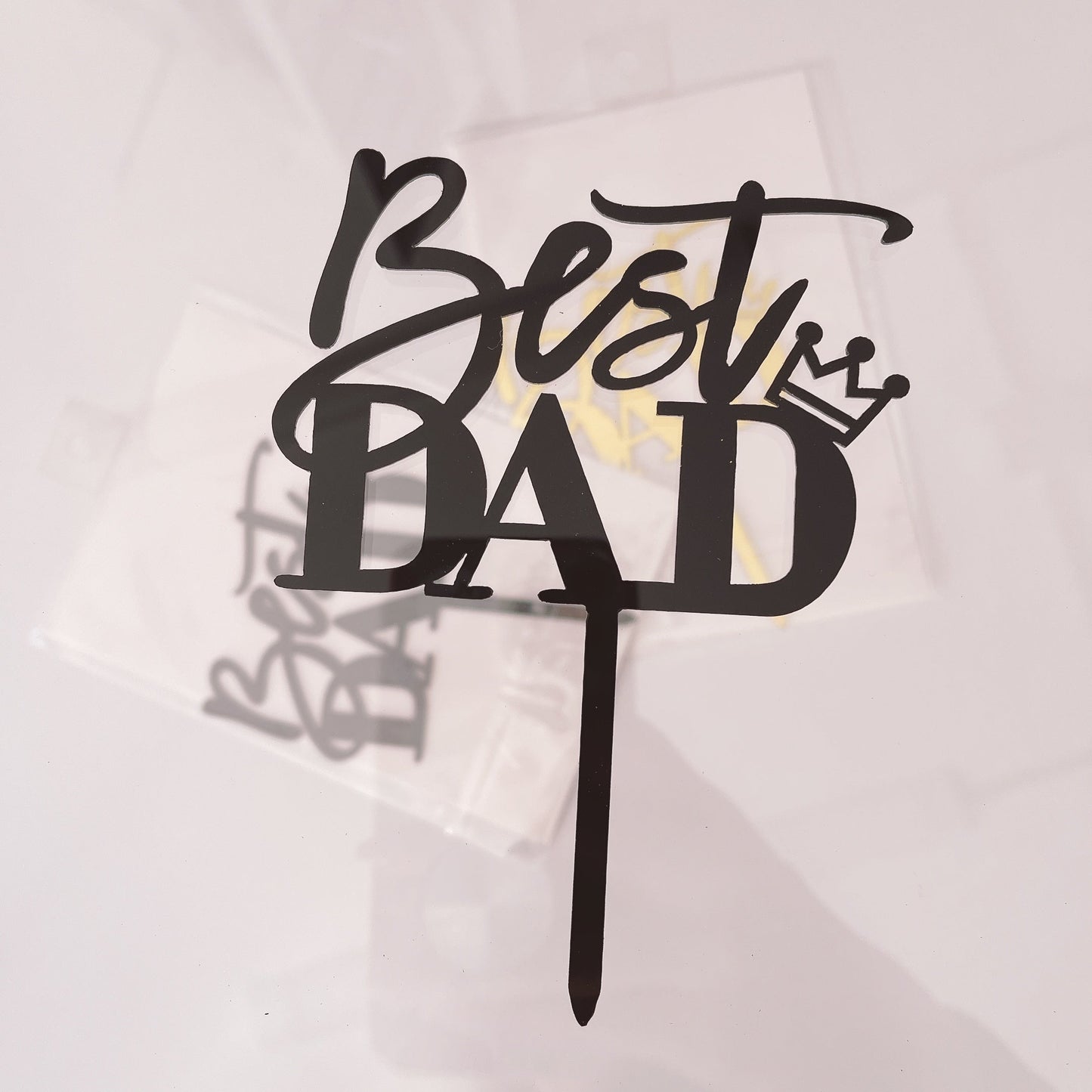 Topper Best Dad Fathers Day Black or Gold Acrylic
