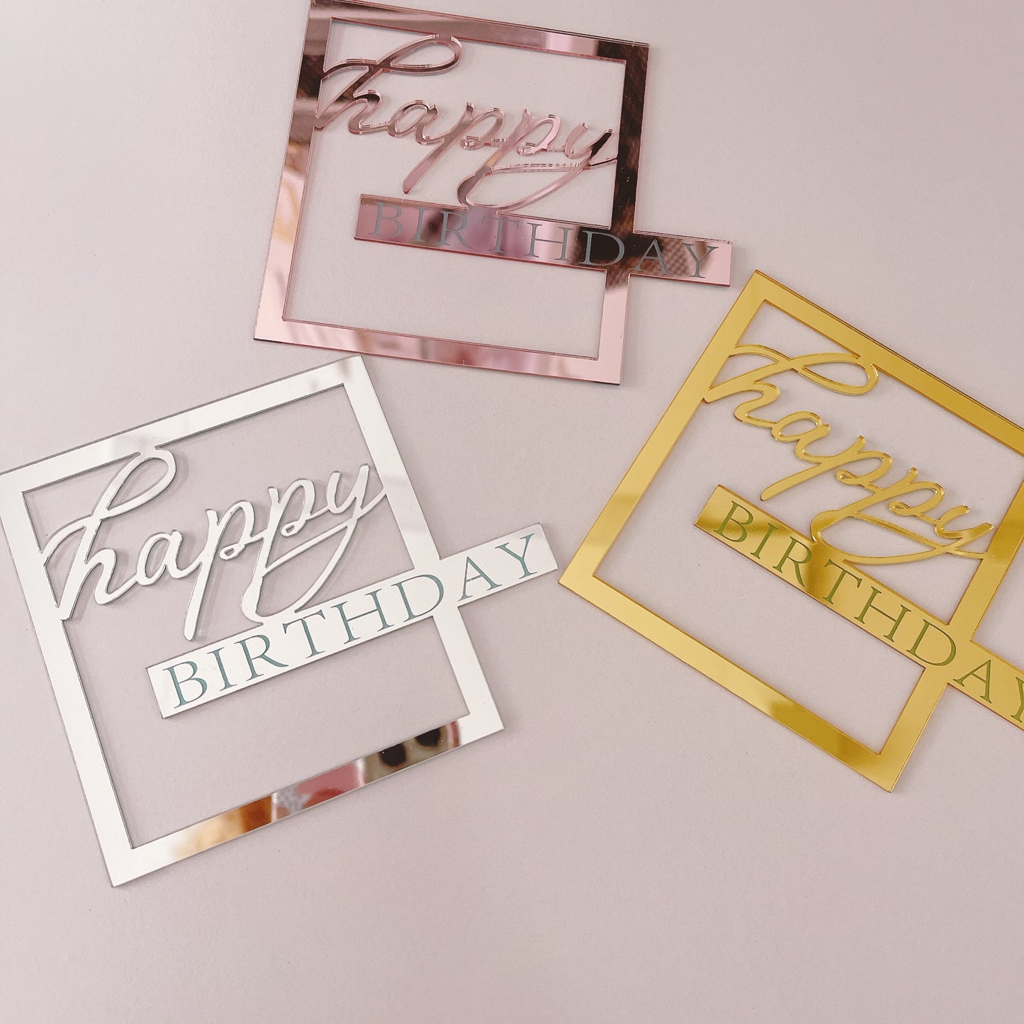 Square Happy Birthday Acrylic Fropper in Various Colours