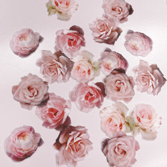 Wafer Paper Signature Soft Pink Florals - Cupcake Toppers