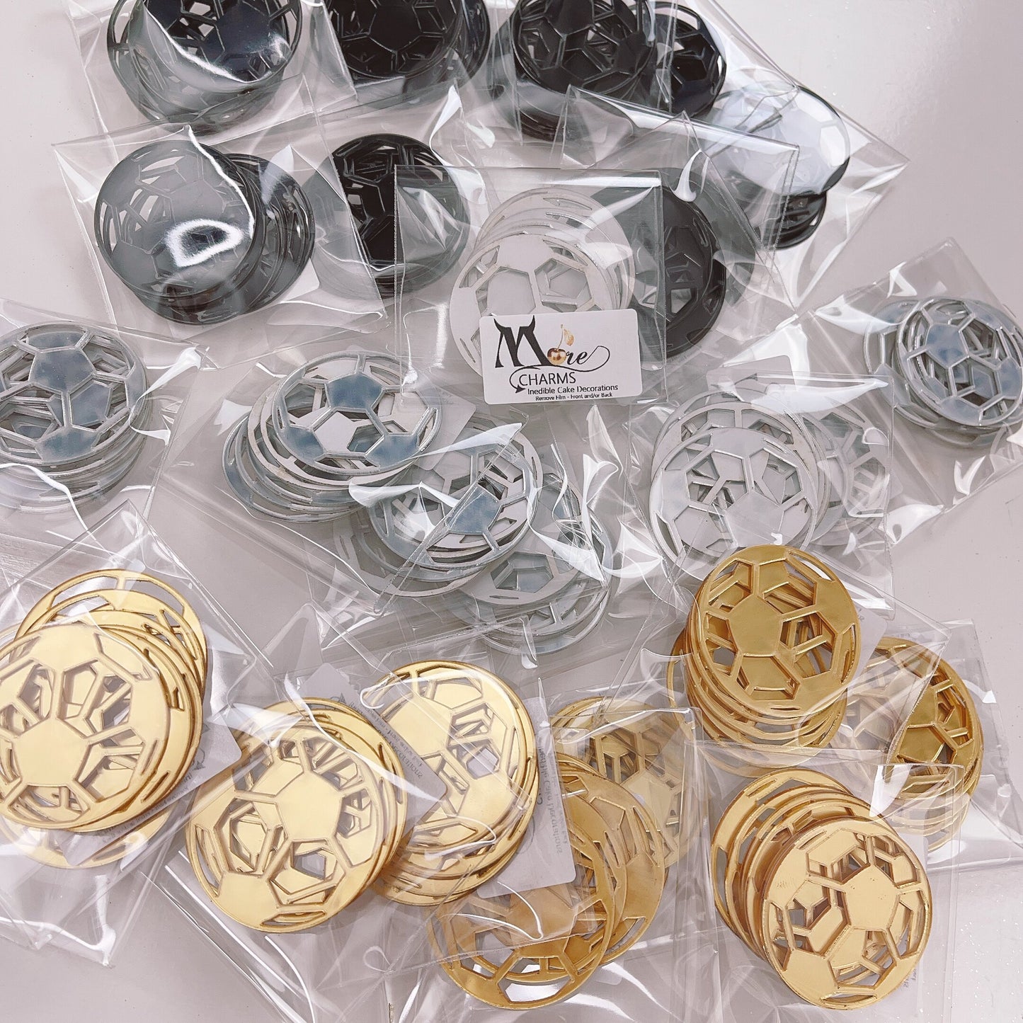 More Charms Acrylic Soccer Ball Toppers 4cm - Pack of 6