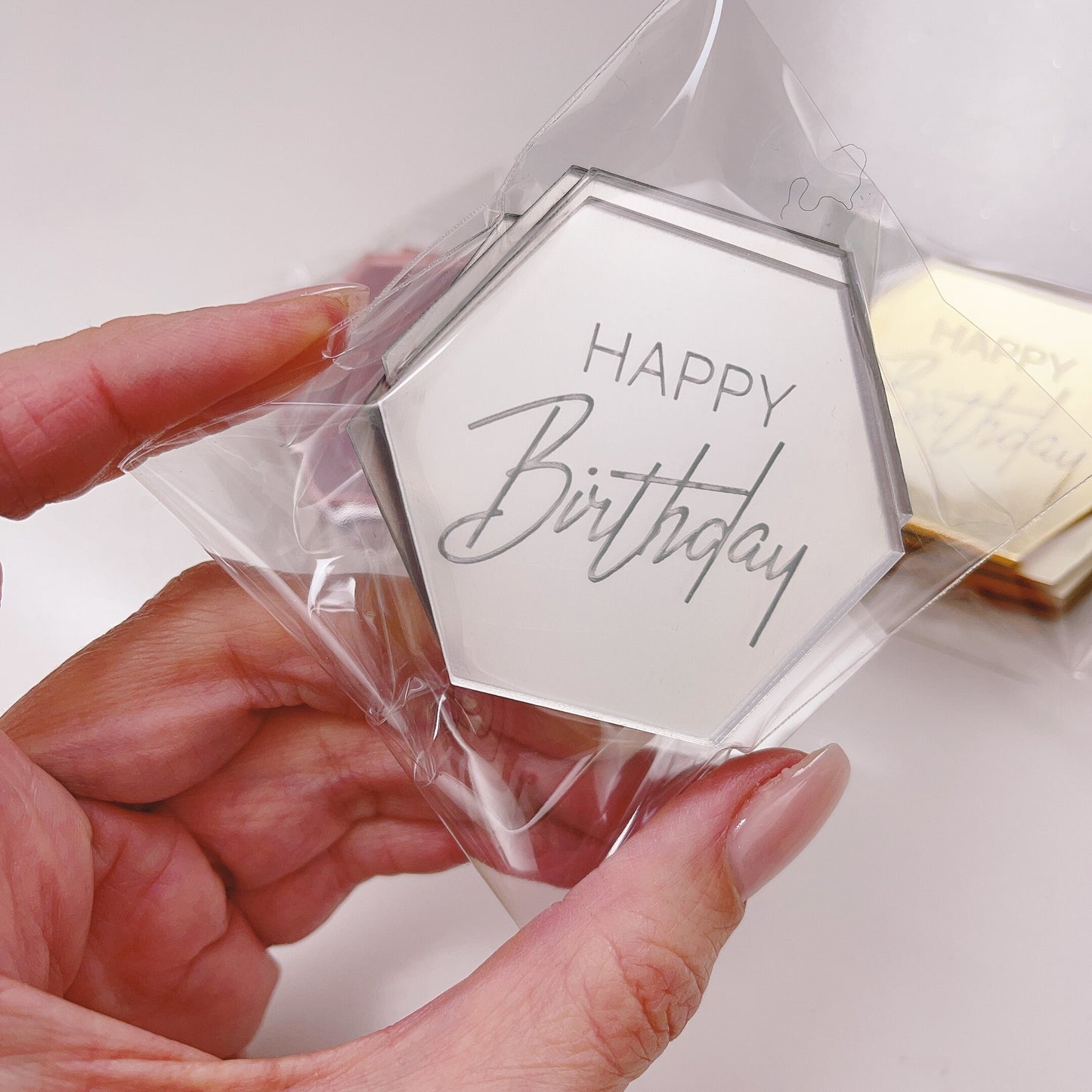 More Charms - Happy Birthday - Capitals and Script - Hexagonal