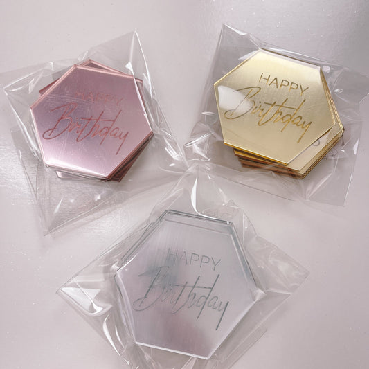 More Charms - Happy Birthday - Capitals and Script - Hexagonal