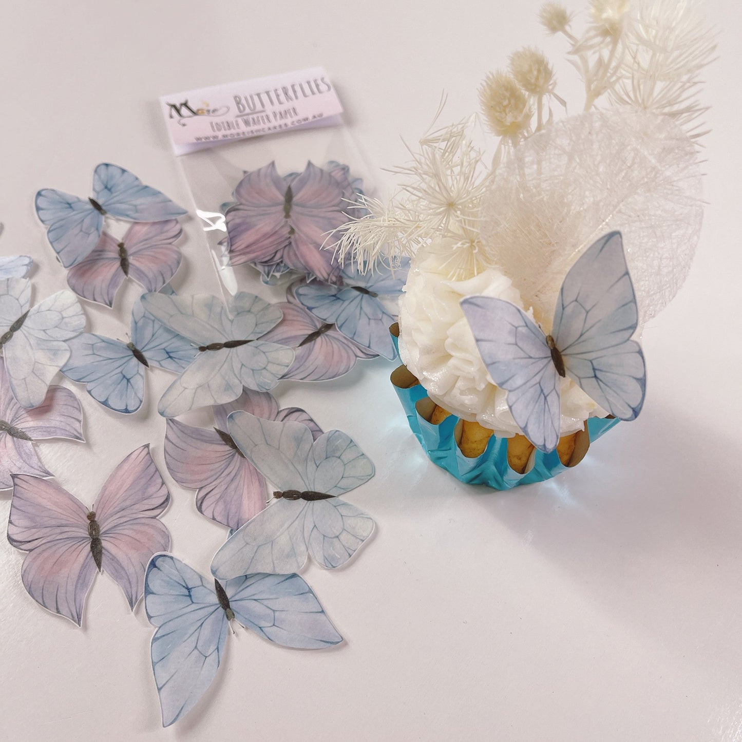 Wafer Paper Butterflies Abstract Blue and Purples 24 PreCut Edible