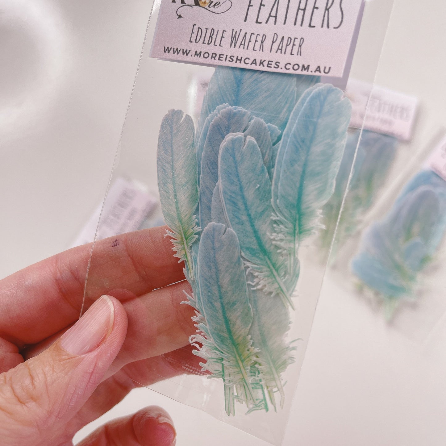 More Wafer Feathers - Blue/Green - Pack of 15 - Various Sizes