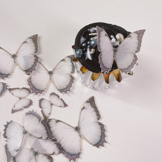 Wafer Paper Butterflies Black and White 24 PreCut Edible