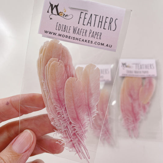 More Wafer Feathers - Pink and Apricot - Pack of 15 - Various Sizes/Styles