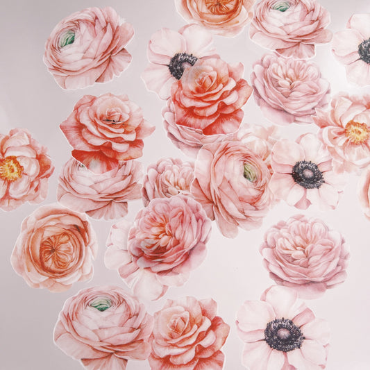 Wafer Paper Signature Blush Pink Florals - Cupcake Toppers