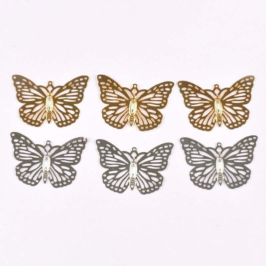 More Decos Sweet Butterflies 2.6cm x 3.8cm35mm Gold, Satin Gold or Silver Wing Span Pack of 10