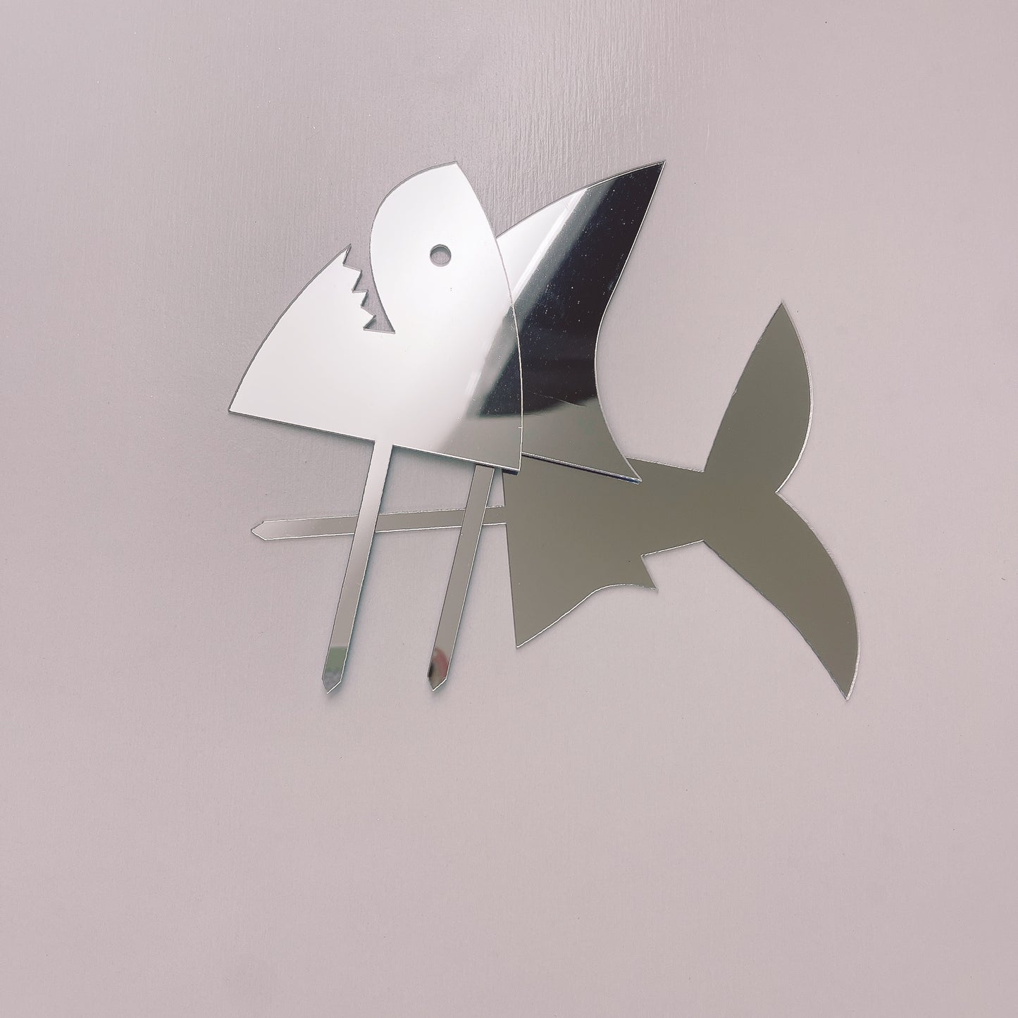 Silver Acrylic Shark Set of 3 Topper