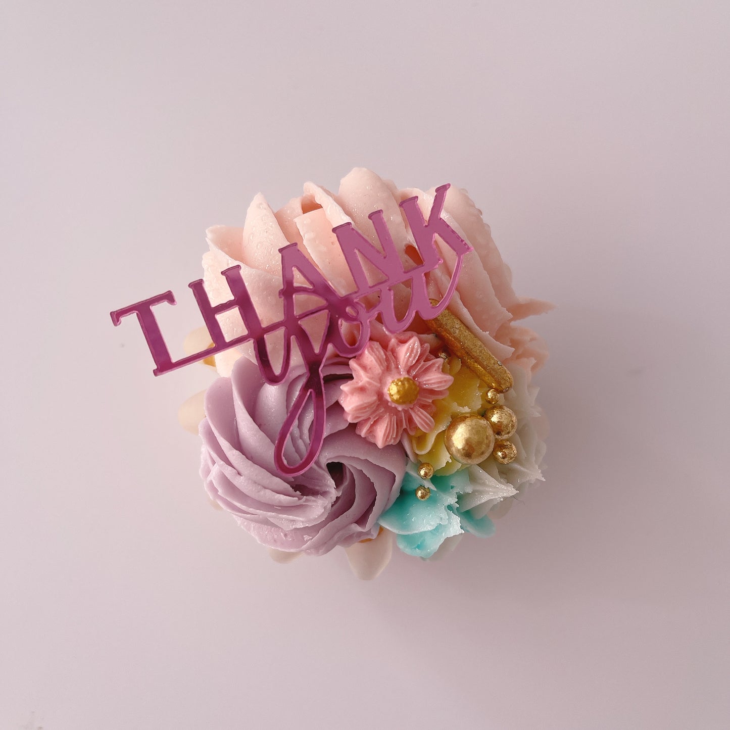 Pink Acrylic Cupcake Thank You Topper