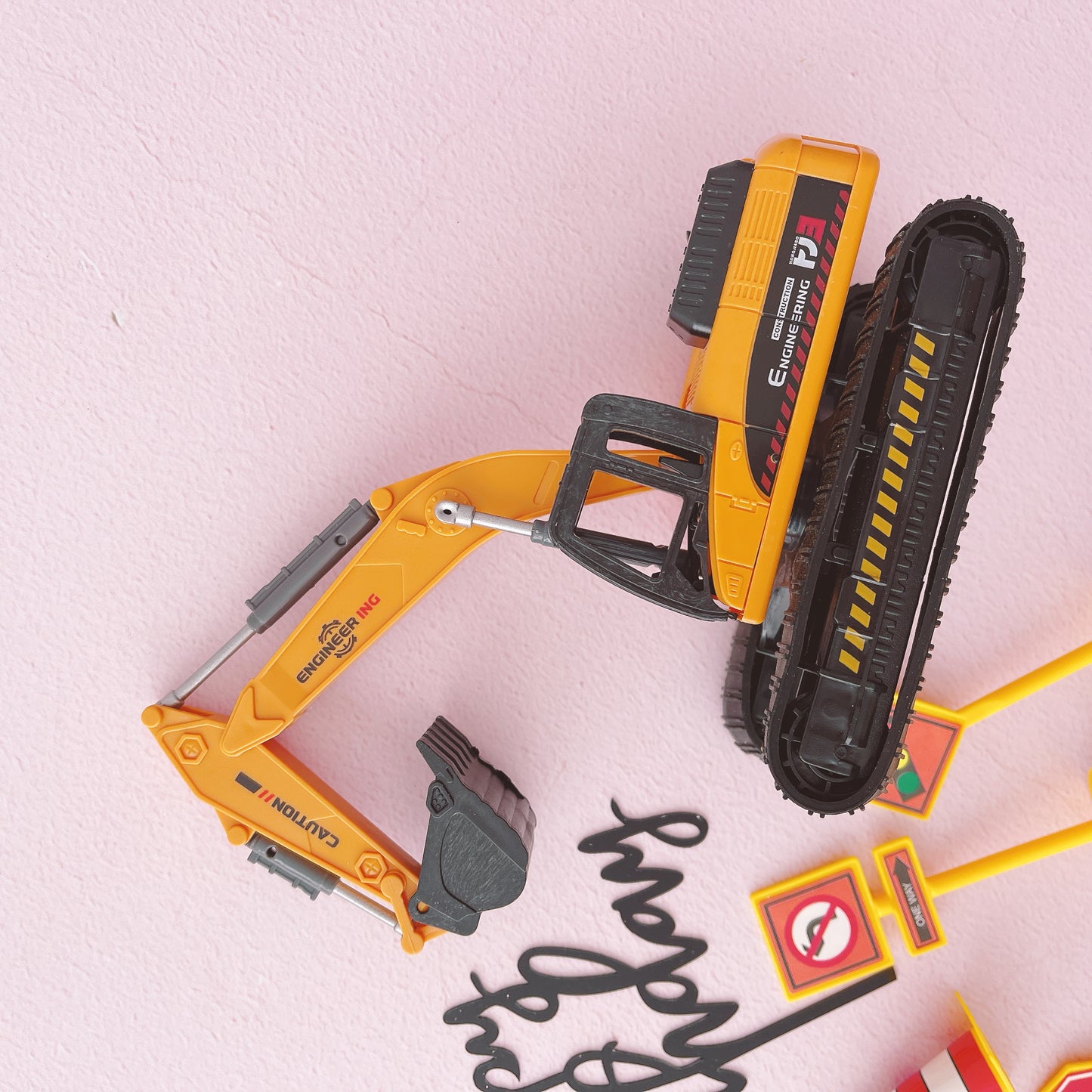 Digger Construction Site Cake Topper Decorations Set - 7 Pieces