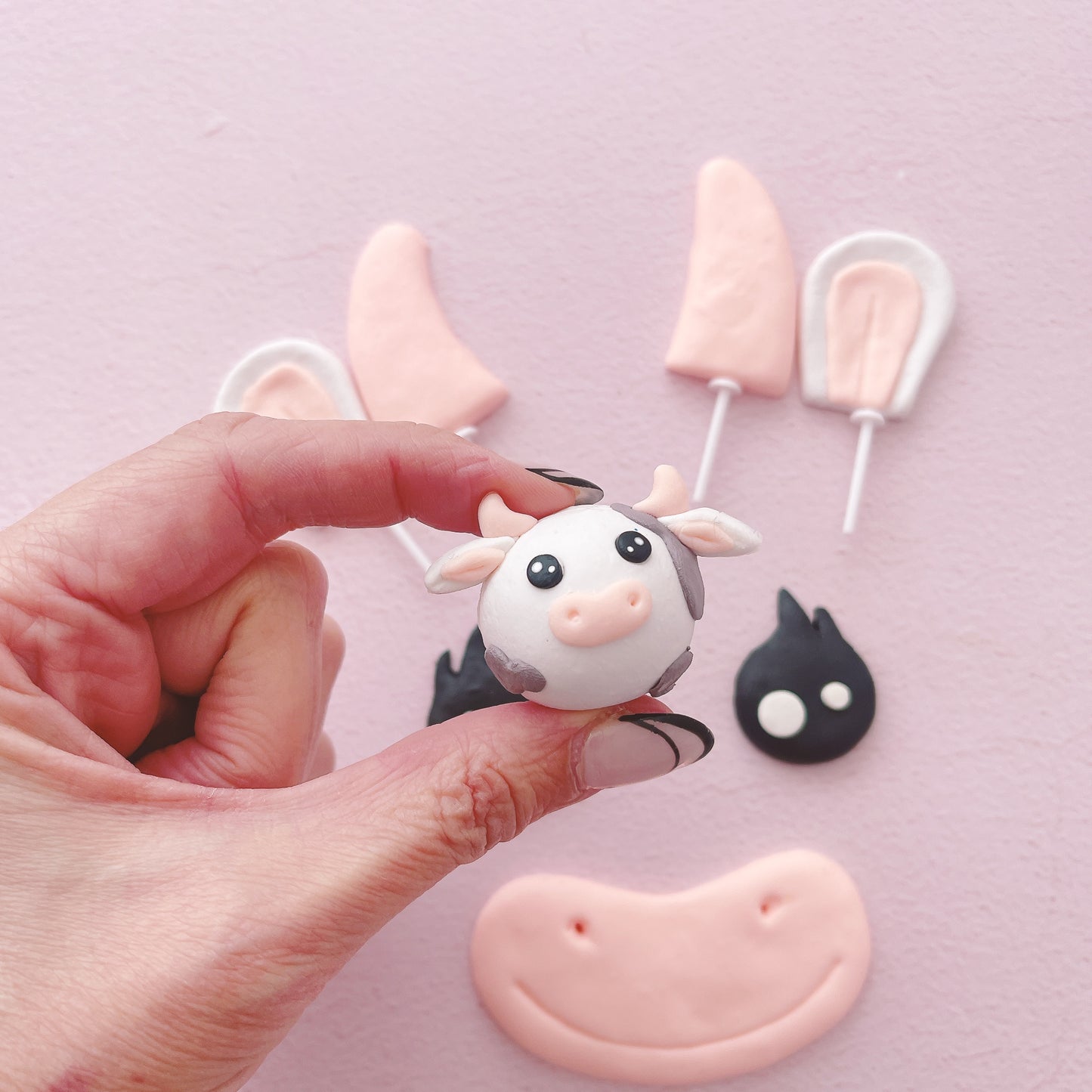 Cute Cow Kit Cake Topper Set  of 8 Pieces
