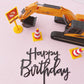 Digger Construction Site Cake Topper Decorations Set - 7 Pieces