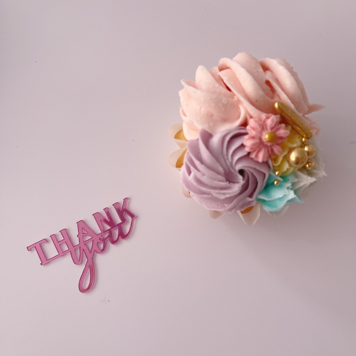 Pink Acrylic Cupcake Thank You Topper